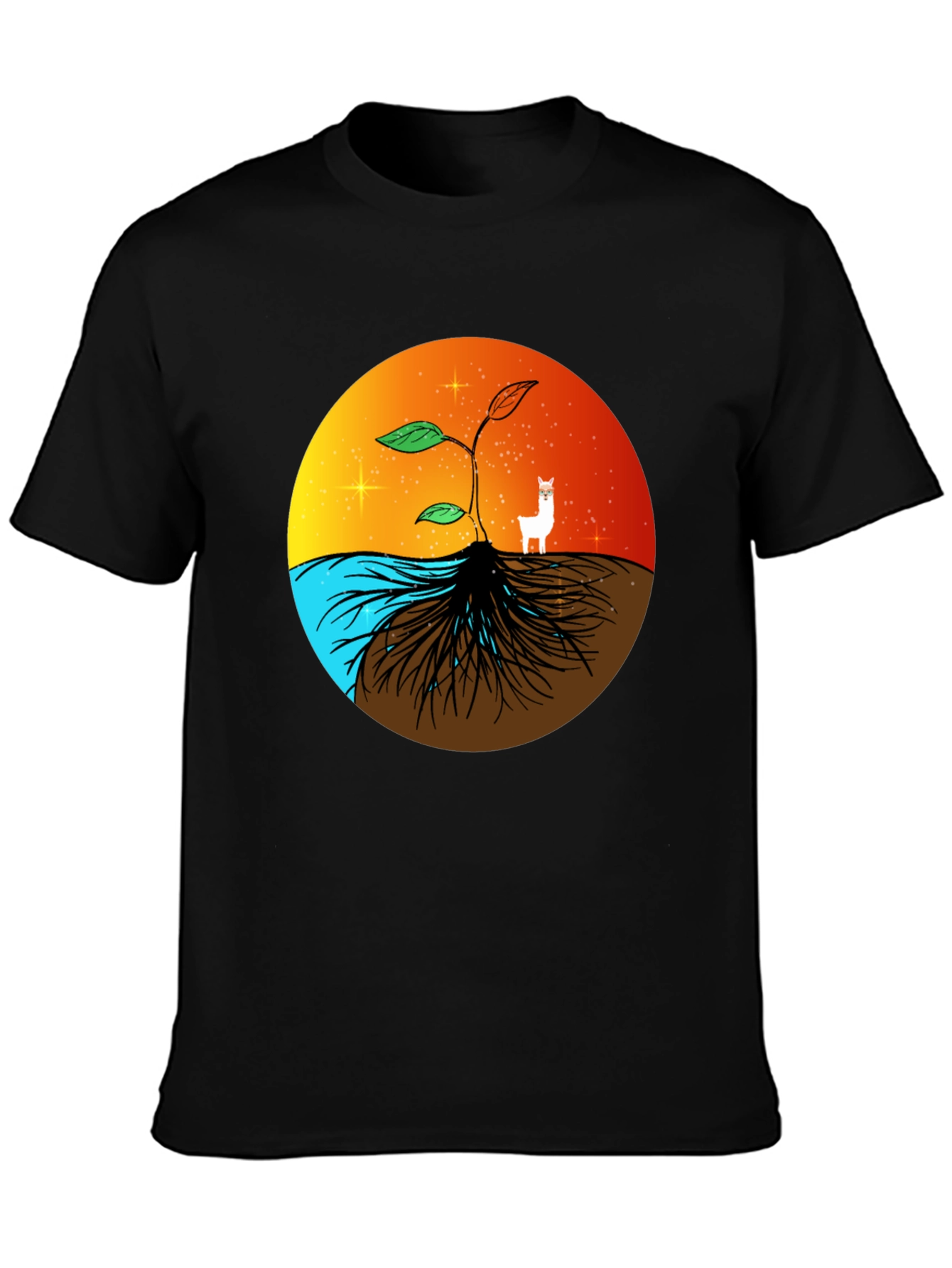 Nature T-Shirt: Sprout Roots Water & Sunset Graphic Tee