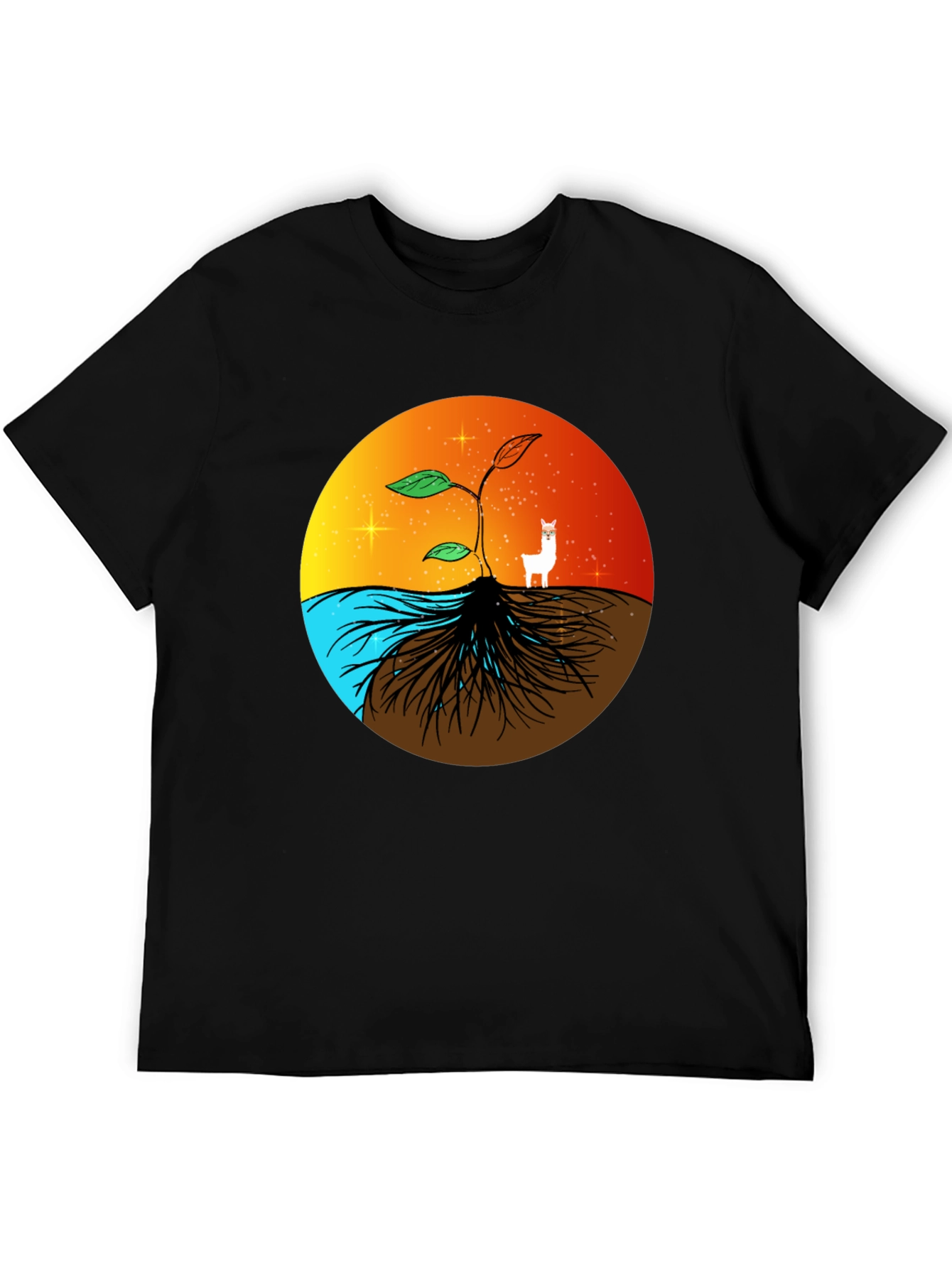 Nature T-Shirt: Sprout Roots Water & Sunset Graphic Tee
