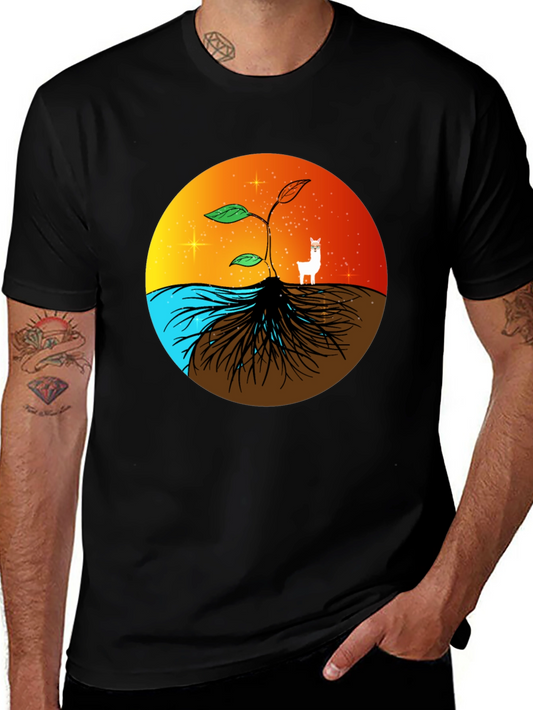 Nature T-Shirt: Sprout Roots Water & Sunset Graphic Tee