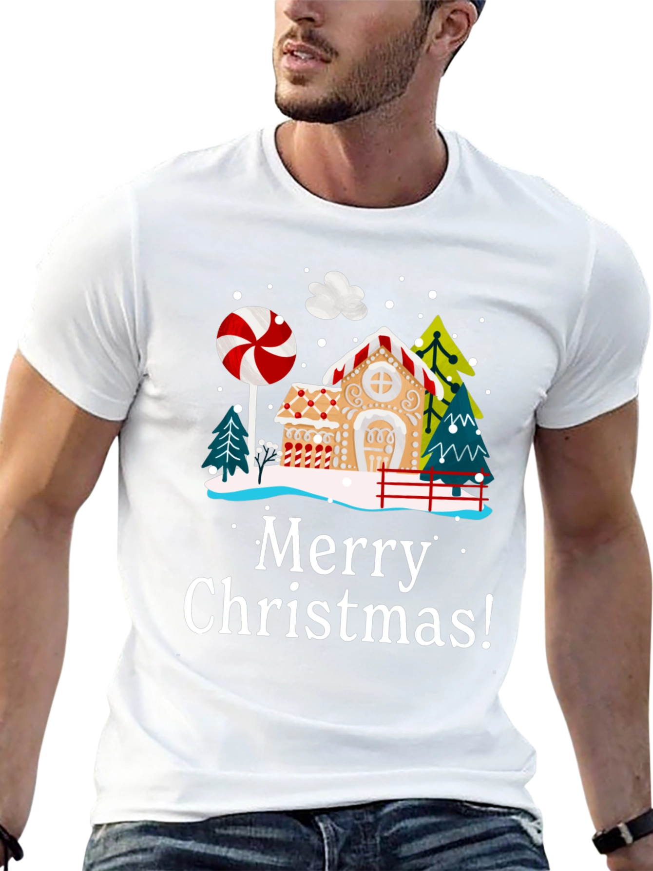 Festive Merry Christmas Gingerbread House T-Shirt