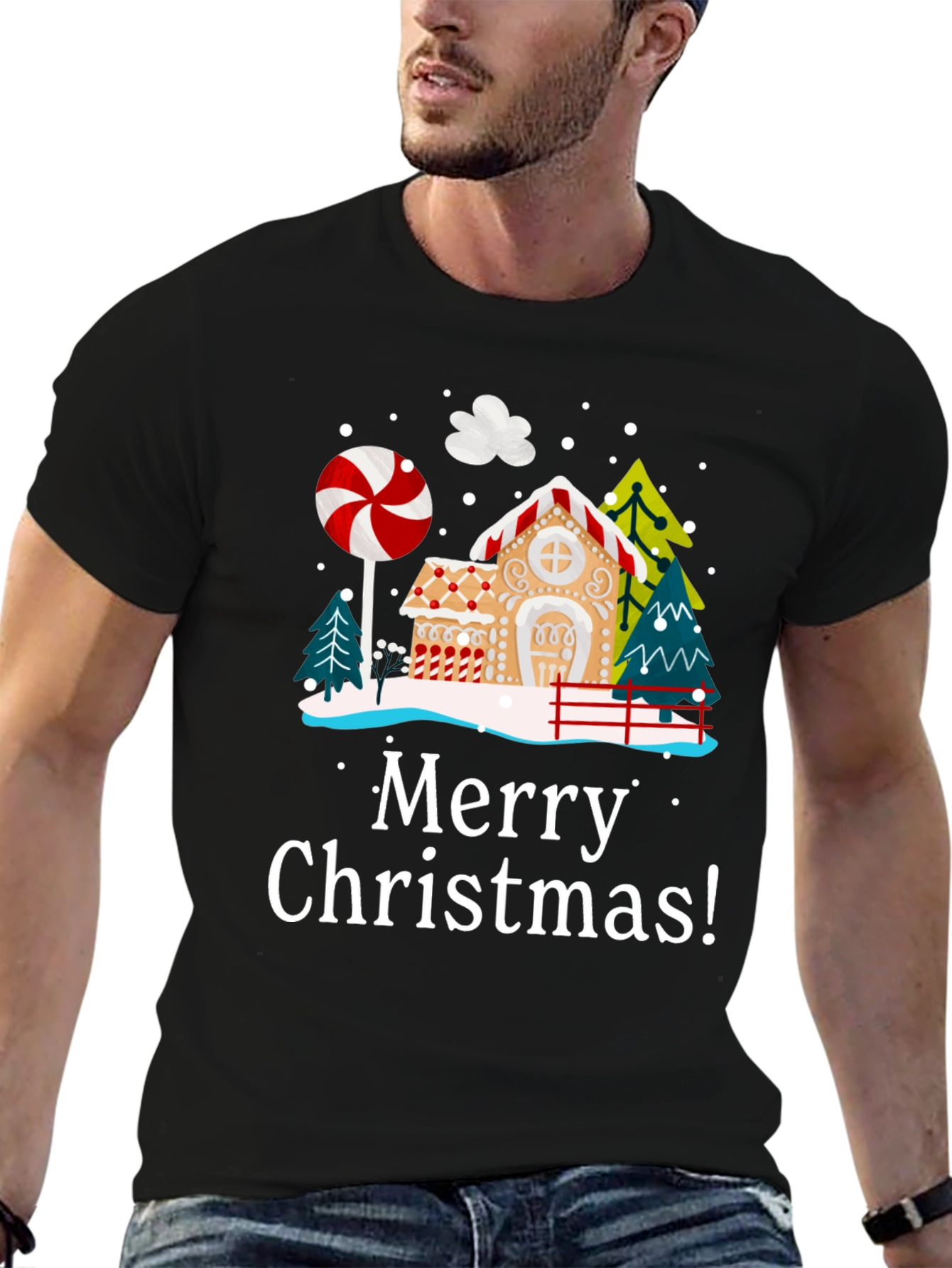 Festive Merry Christmas Gingerbread House T-Shirt