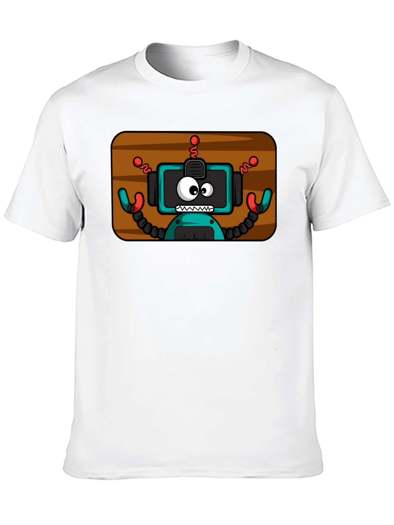 Fun Robot Graphic Tee - Black Cotton Blend Shirt