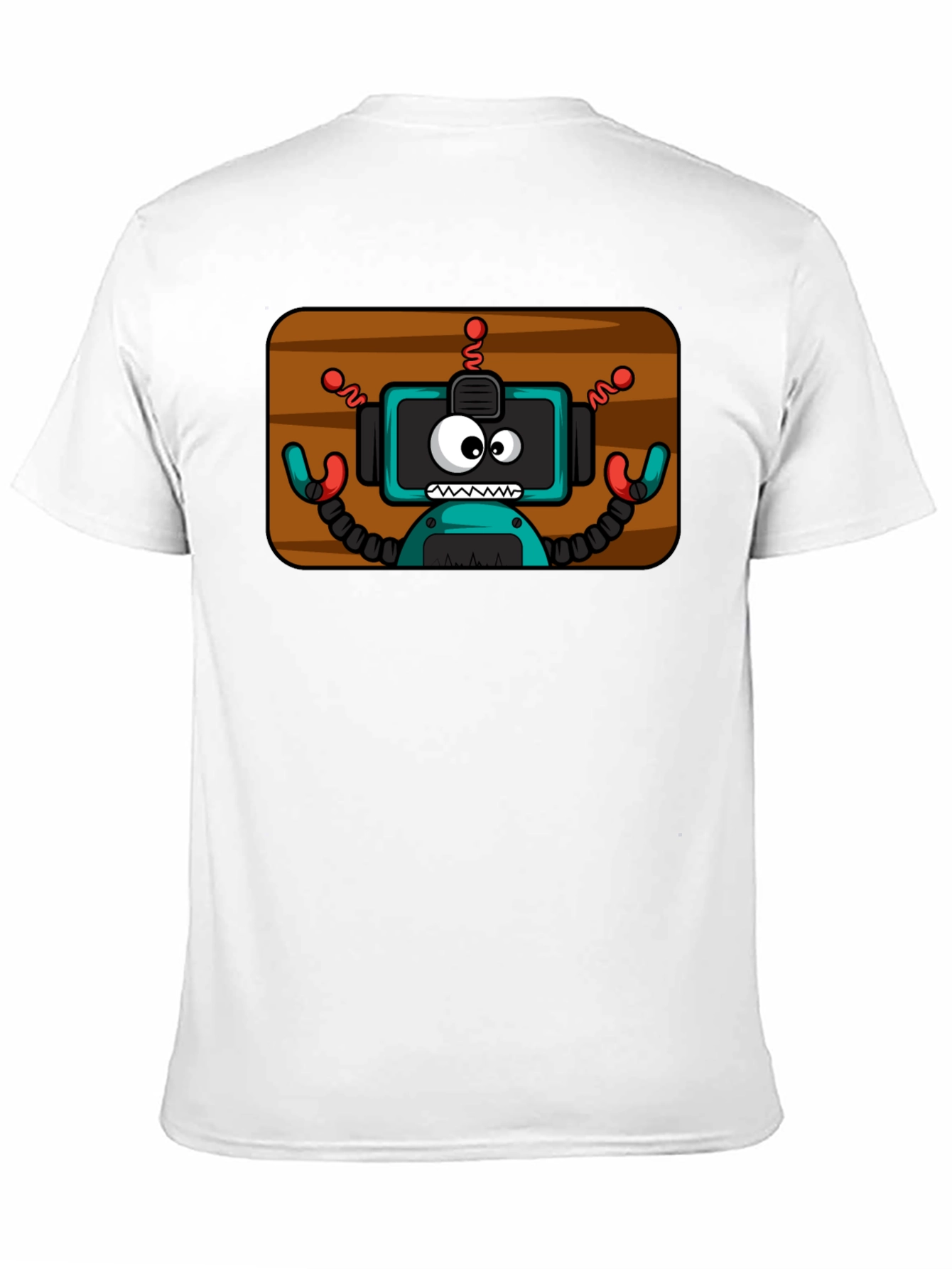 Fun Robot Graphic Tee - Black Cotton Blend Shirt
