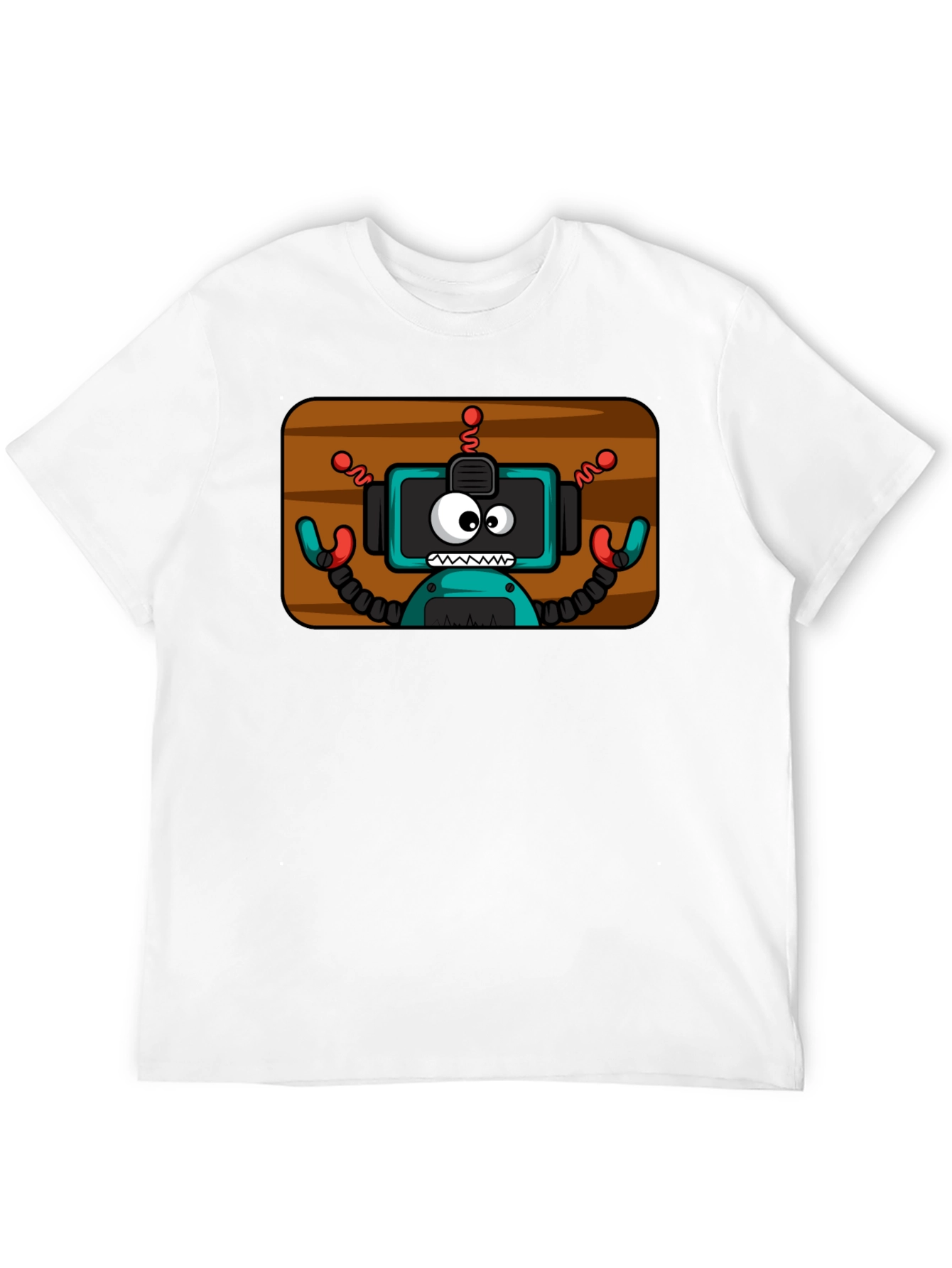 Fun Robot Graphic Tee - Black Cotton Blend Shirt