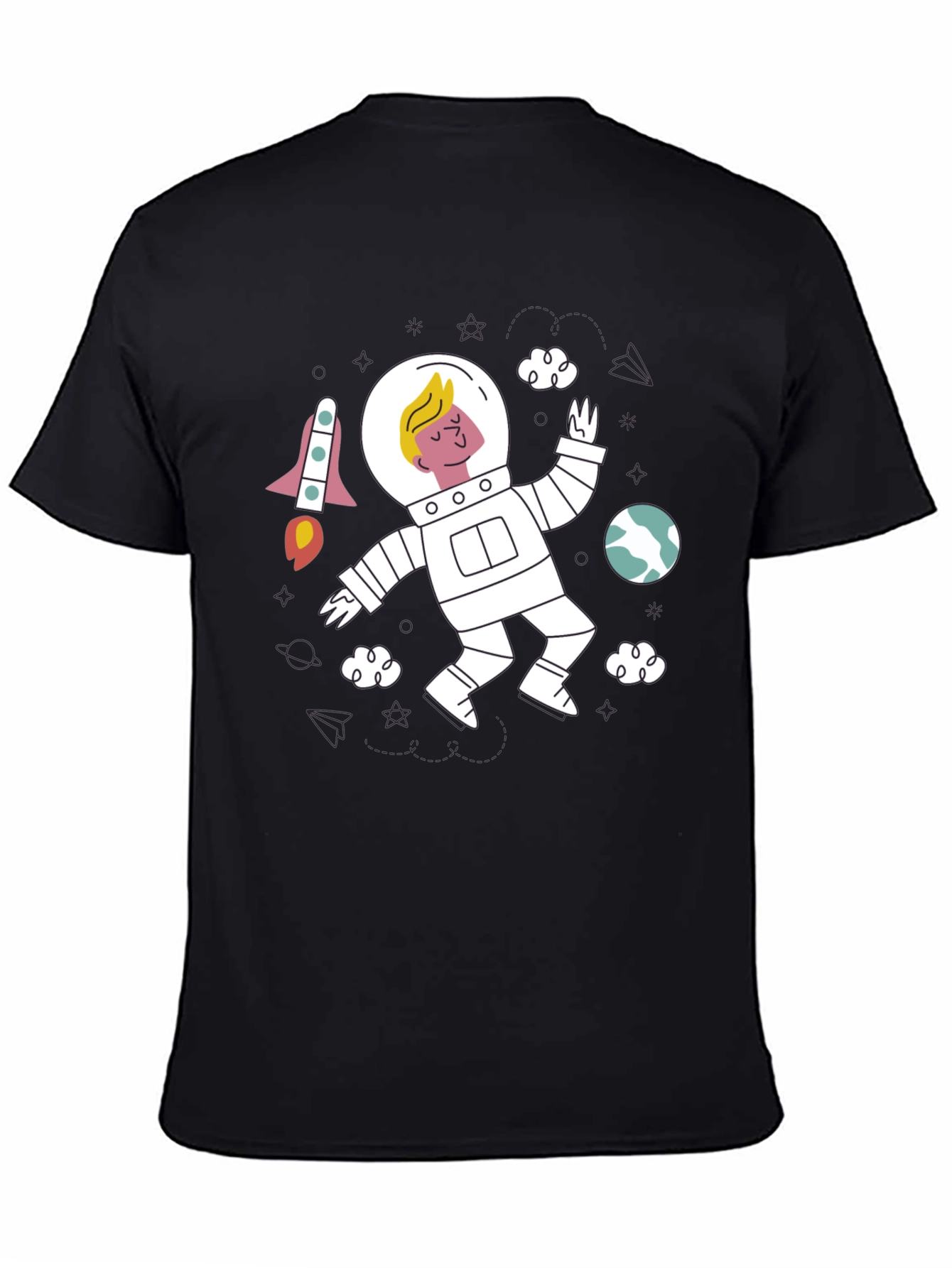 Astronaut Graphic Black T-Shirt - Space Adventure Tee