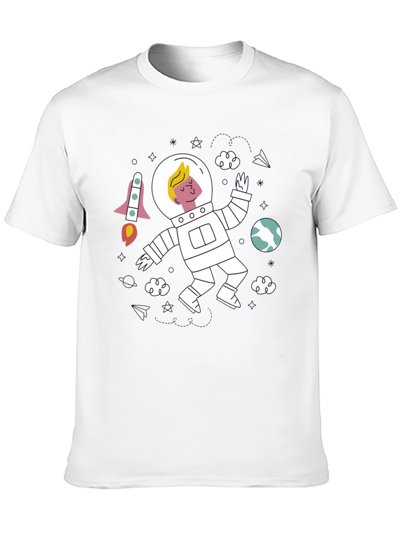 Astronaut Graphic Black T-Shirt - Space Adventure Tee