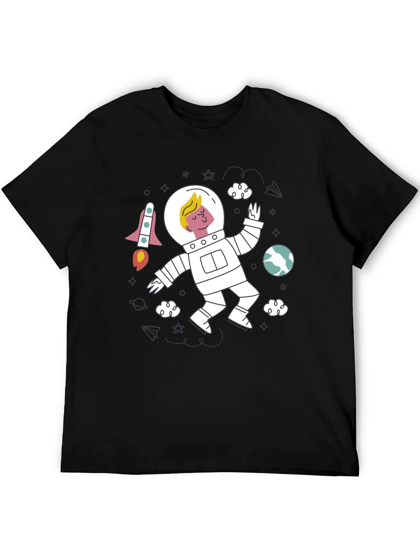Astronaut Graphic Black T-Shirt - Space Adventure Tee