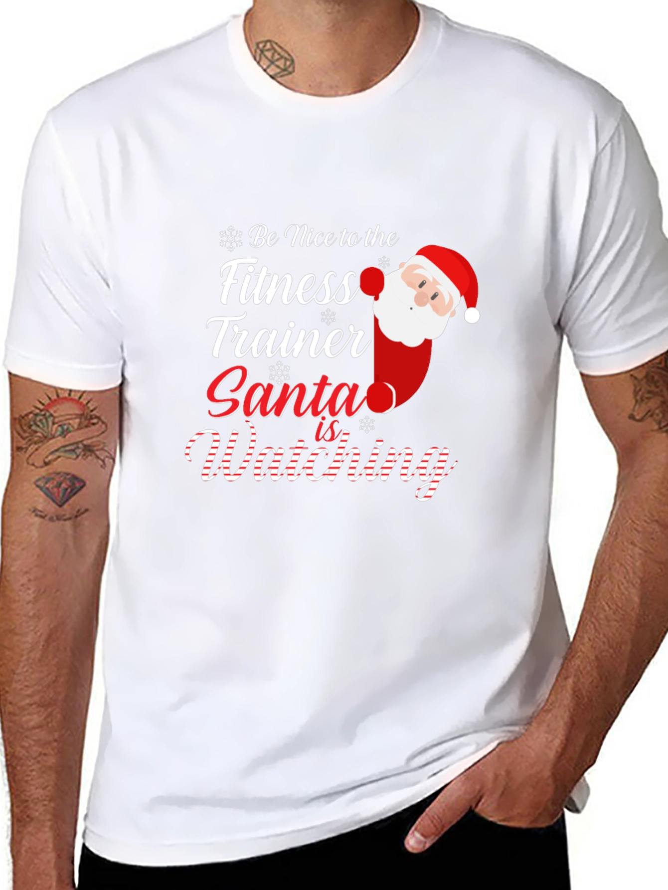 Funny Santa Fitness Trainer Christmas T-Shirt