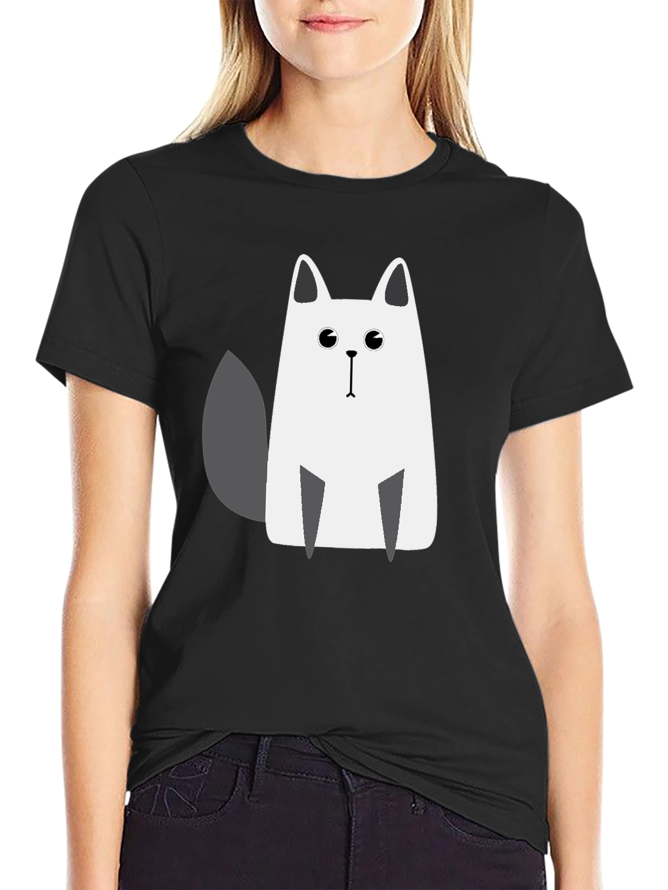 Cat Graphic Tee - Casual Black T-Shirt