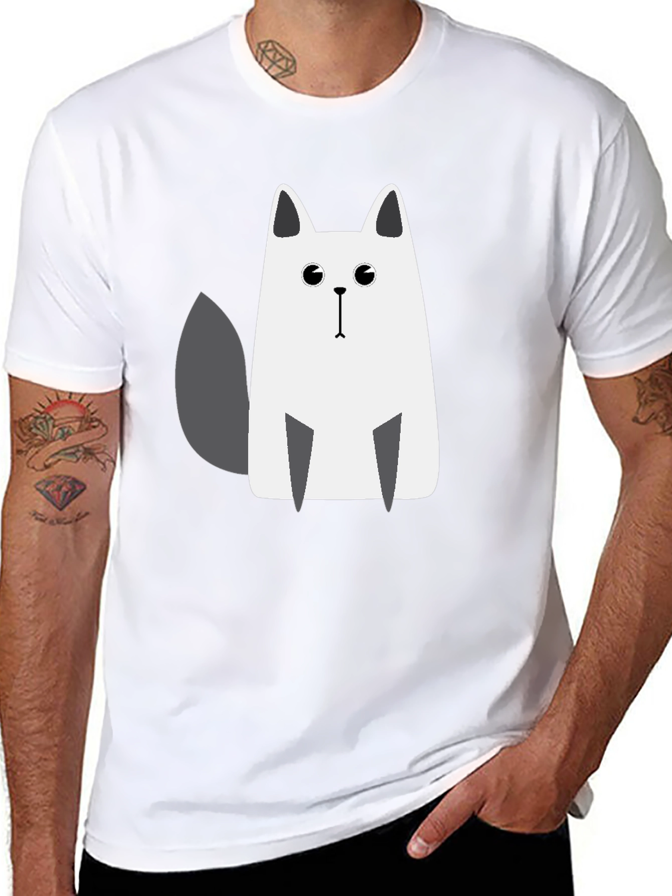 Cat Graphic Tee - Casual Black T-Shirt