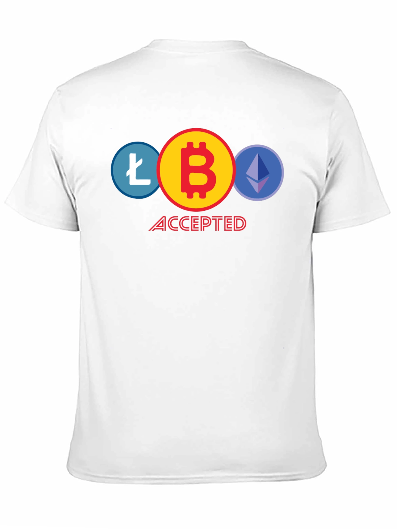 Crypto Accepted T-Shirt - Bitcoin Litecoin Ethereum