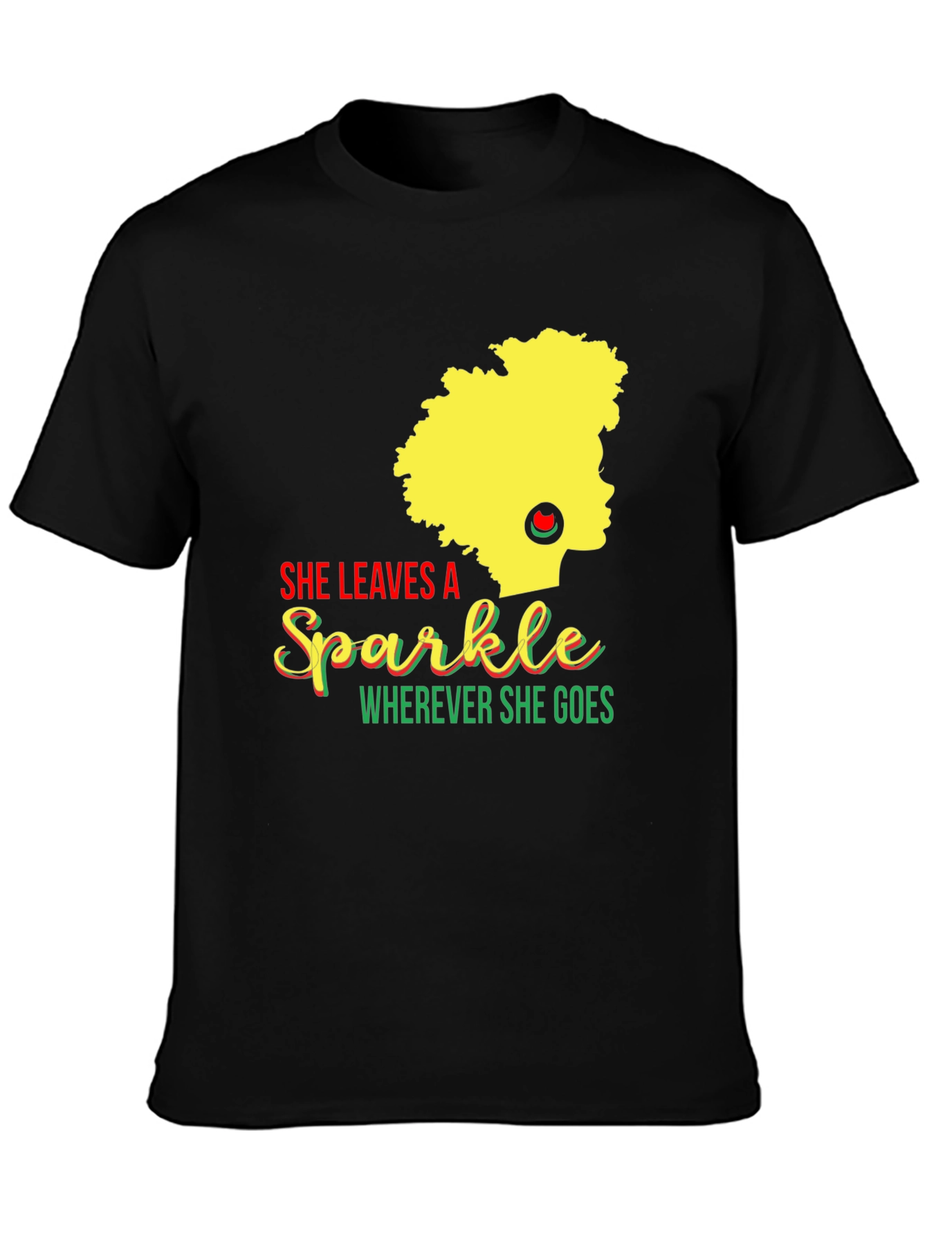 She Leaves a Sparkle Graphic T-Shirt - Black