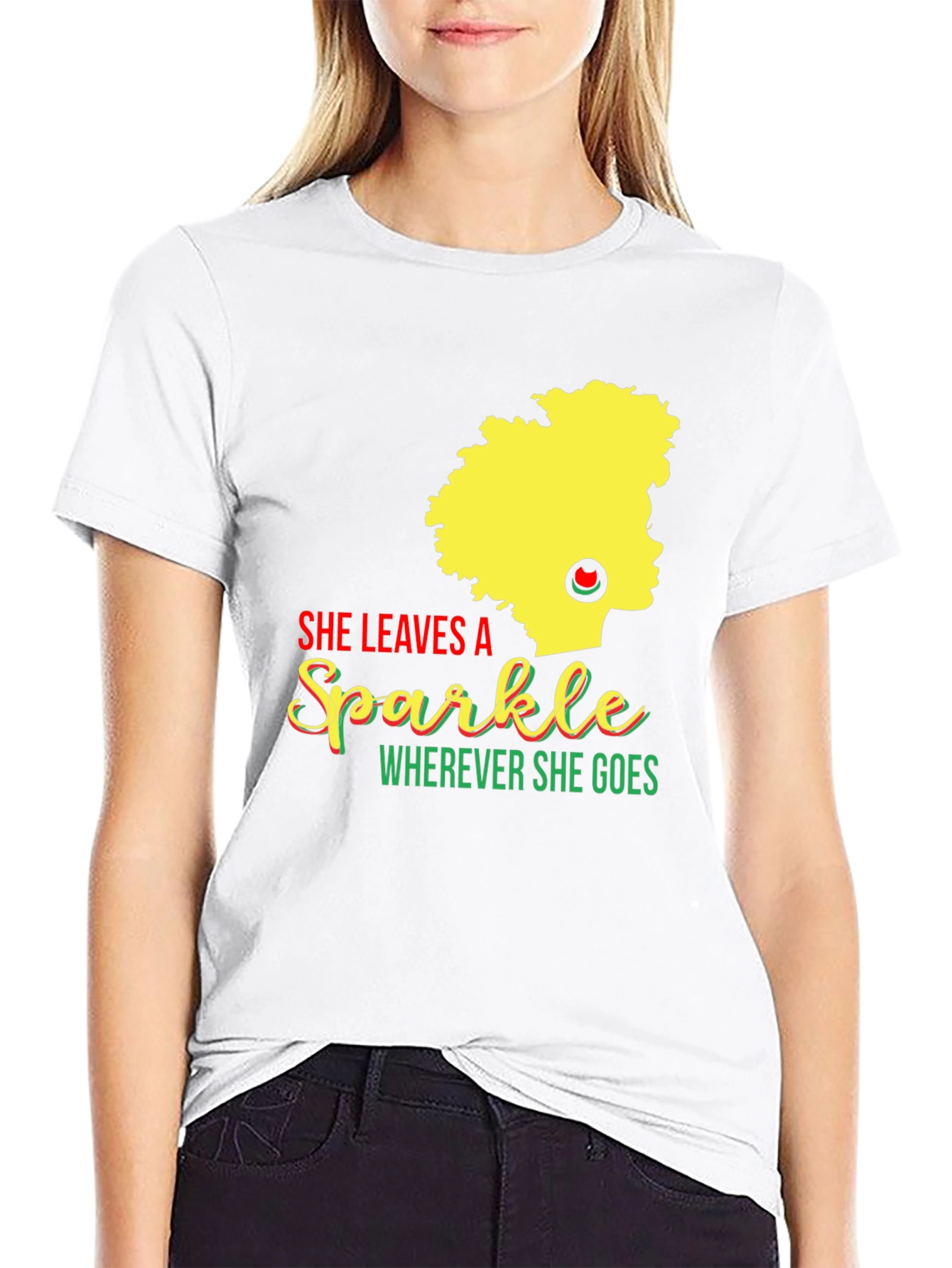 She Leaves a Sparkle Graphic T-Shirt - Black