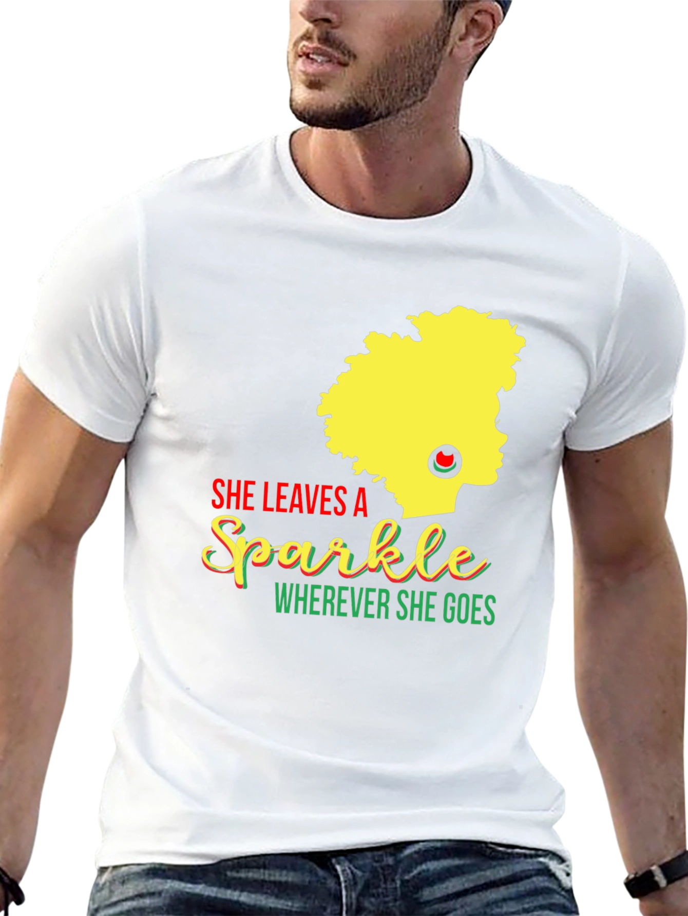 She Leaves a Sparkle Graphic T-Shirt - Black