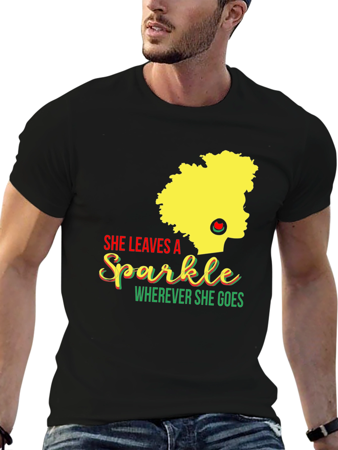 She Leaves a Sparkle Graphic T-Shirt - Black