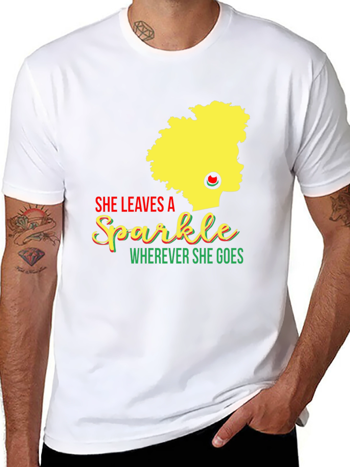 She Leaves a Sparkle Graphic T-Shirt - Black