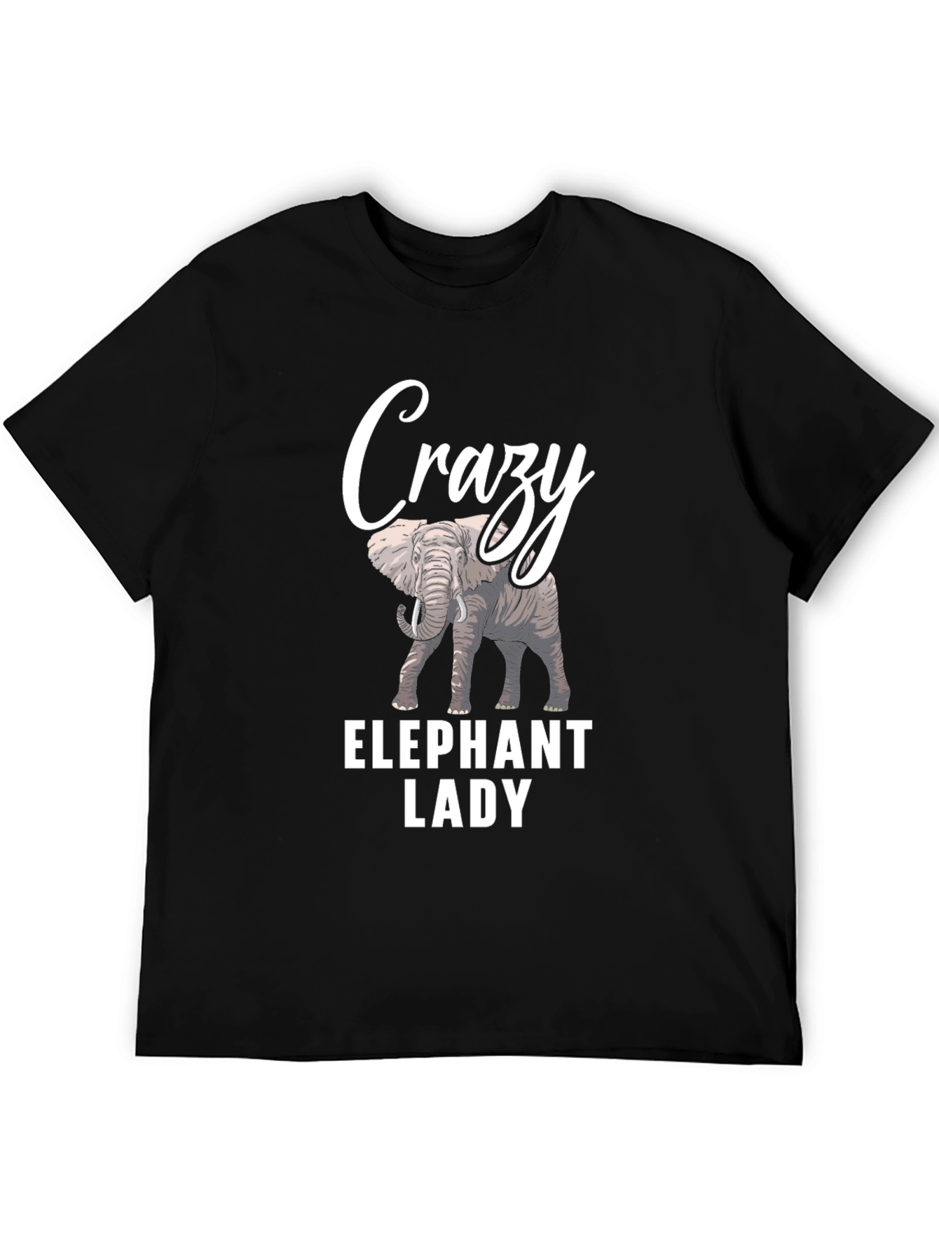 Crazy Elephant Lady Black T-Shirt