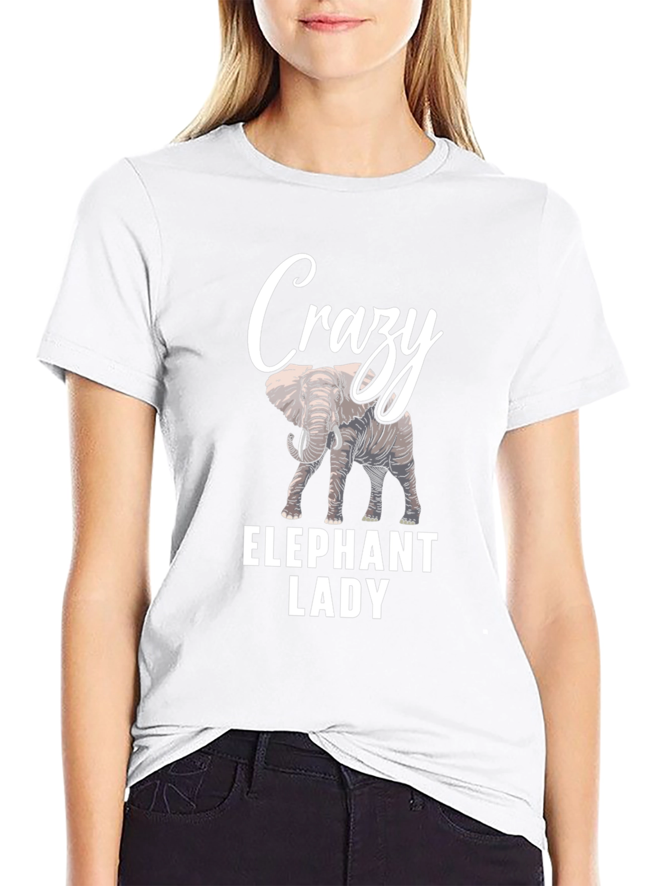 Crazy Elephant Lady Black T-Shirt