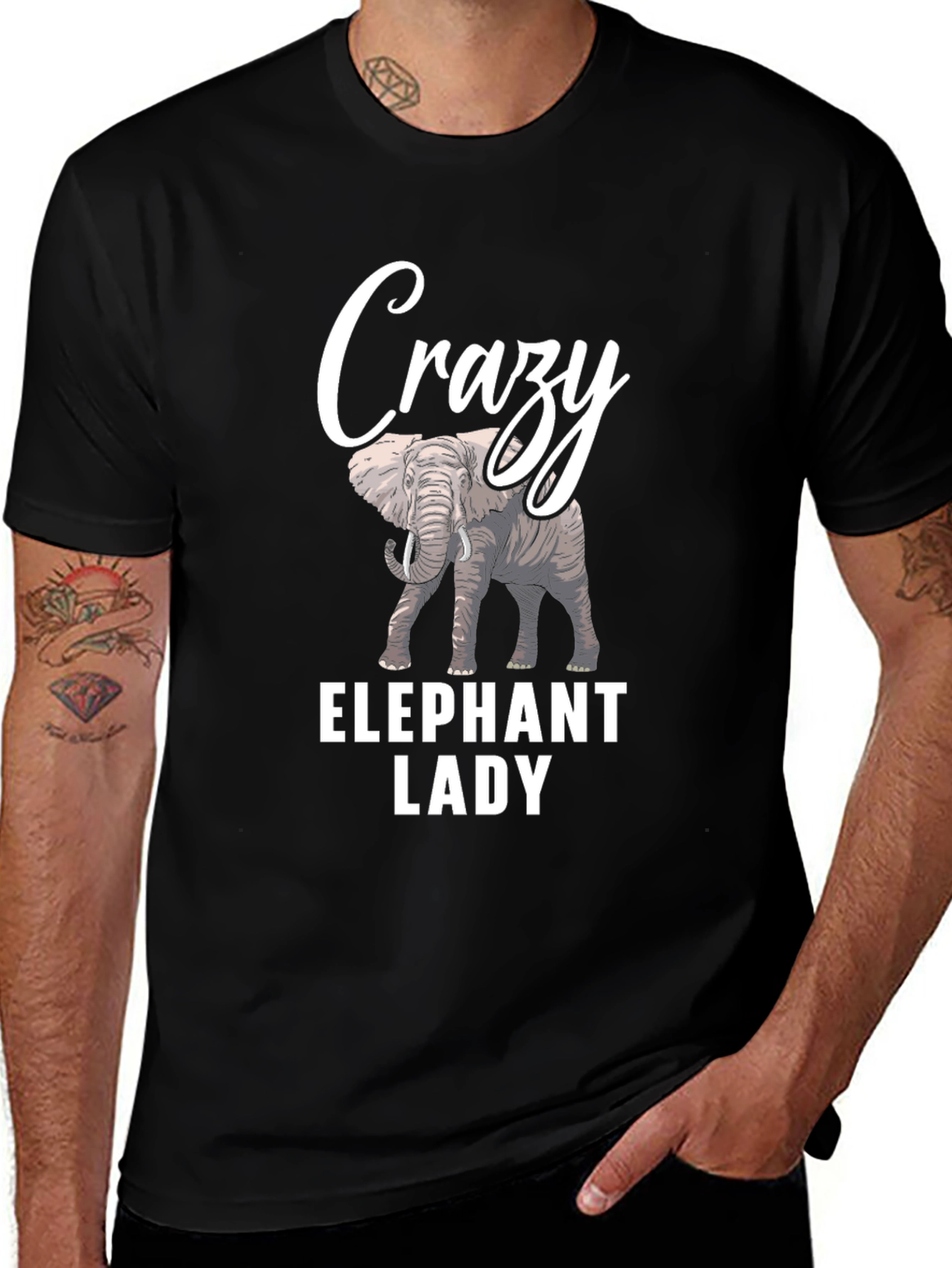 Crazy Elephant Lady Black T-Shirt