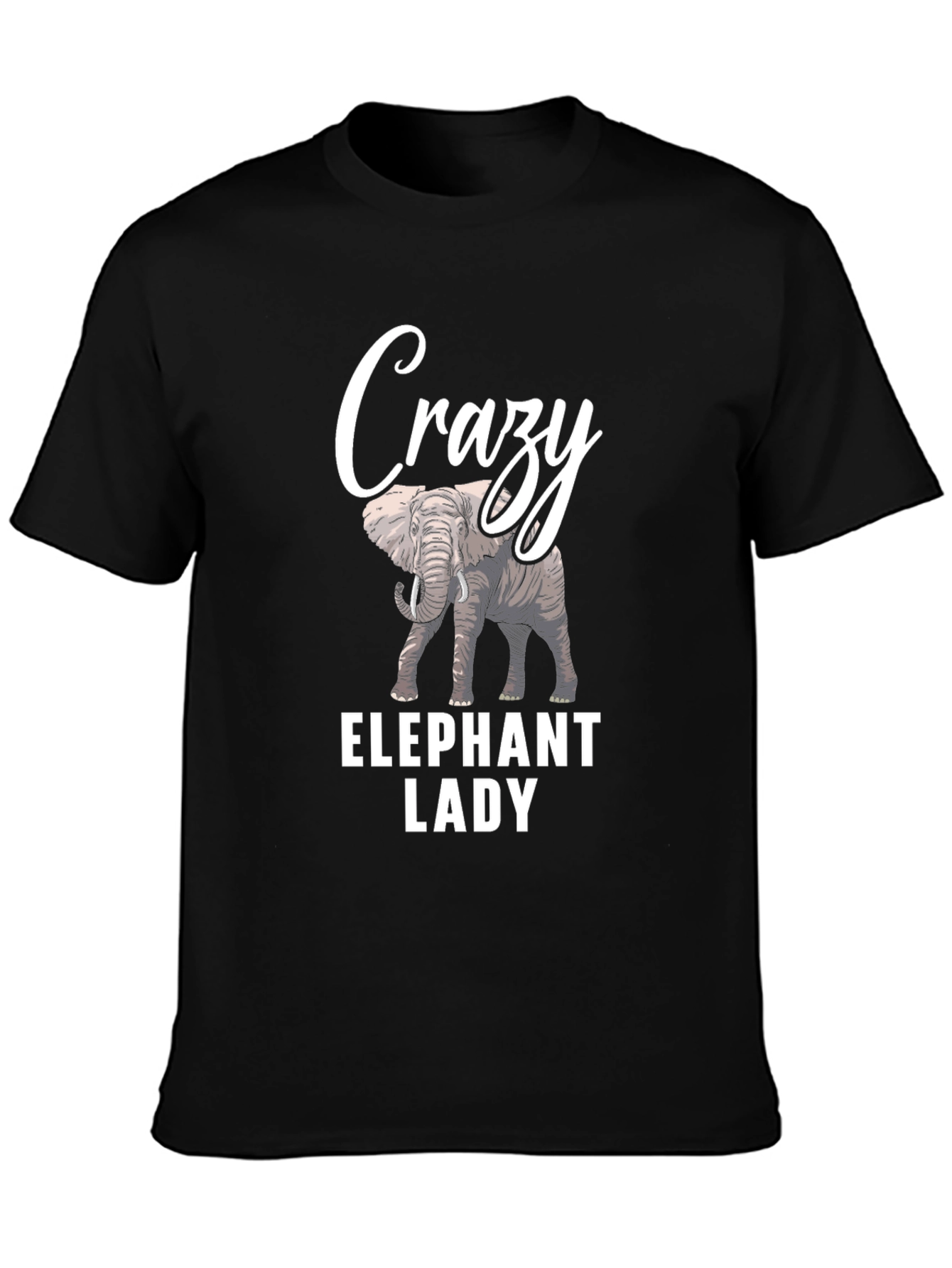 Crazy Elephant Lady Black T-Shirt