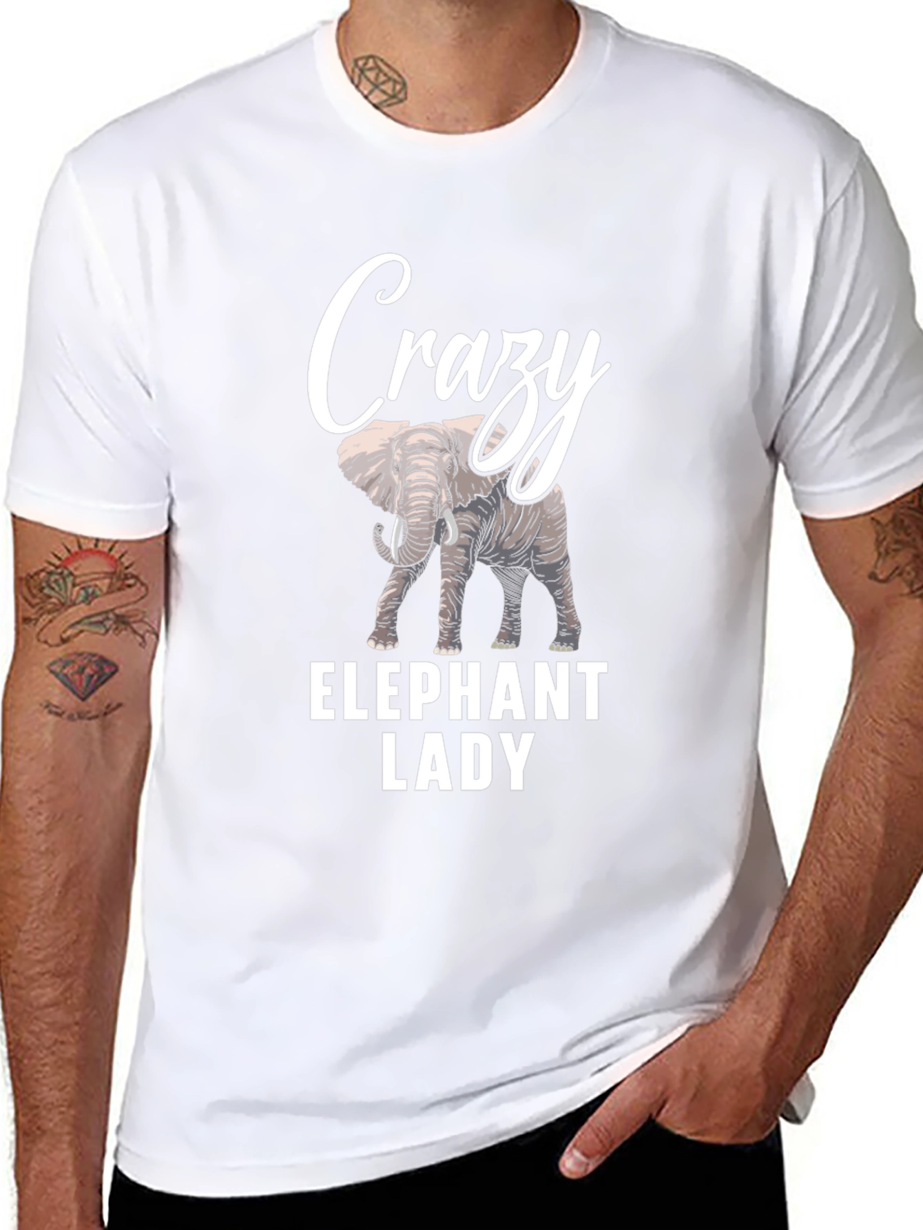 Crazy Elephant Lady Black T-Shirt