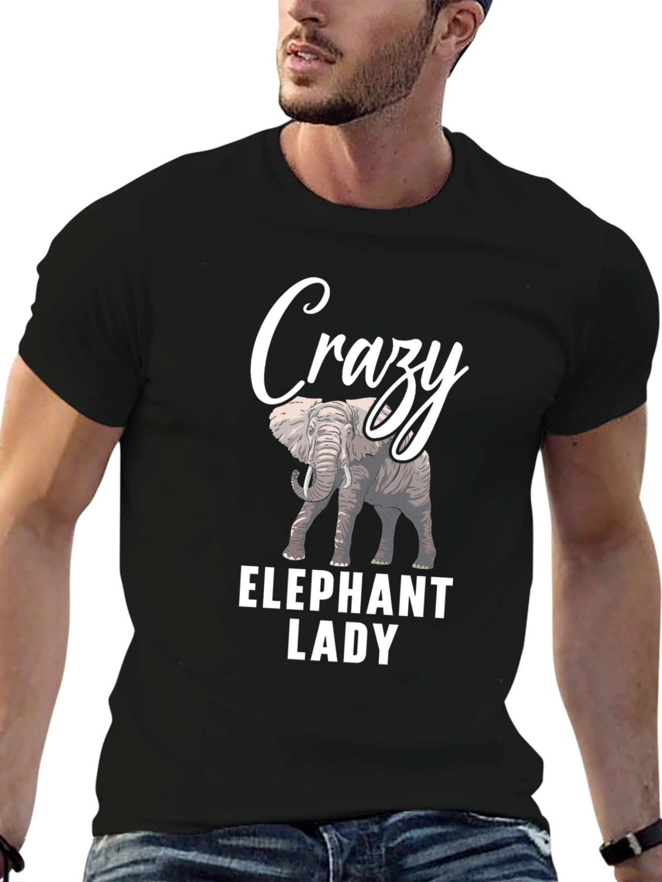 Crazy Elephant Lady Black T-Shirt