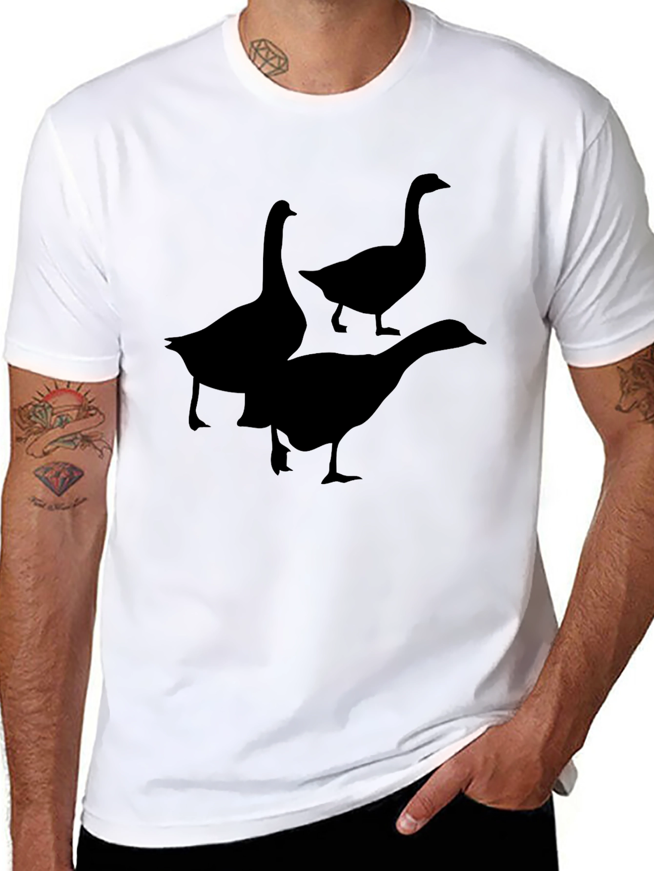 Goose Silhouette Tee - Black Cotton T-Shirt