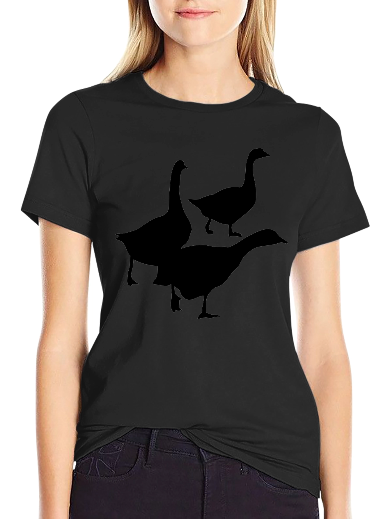Goose Silhouette Tee - Black Cotton T-Shirt