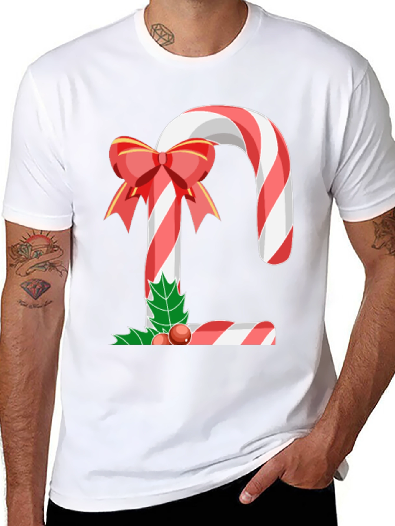 Festive Candy Cane Letter Graphic Tee