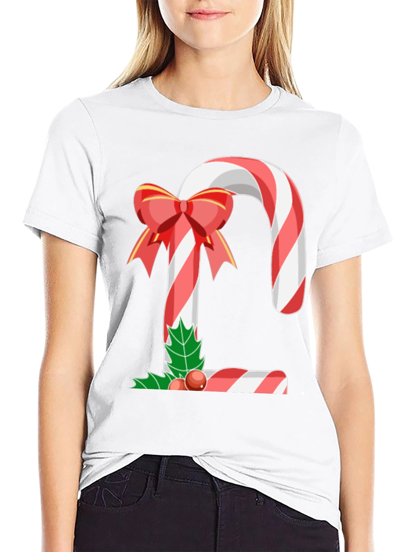 Festive Candy Cane Letter Graphic Tee