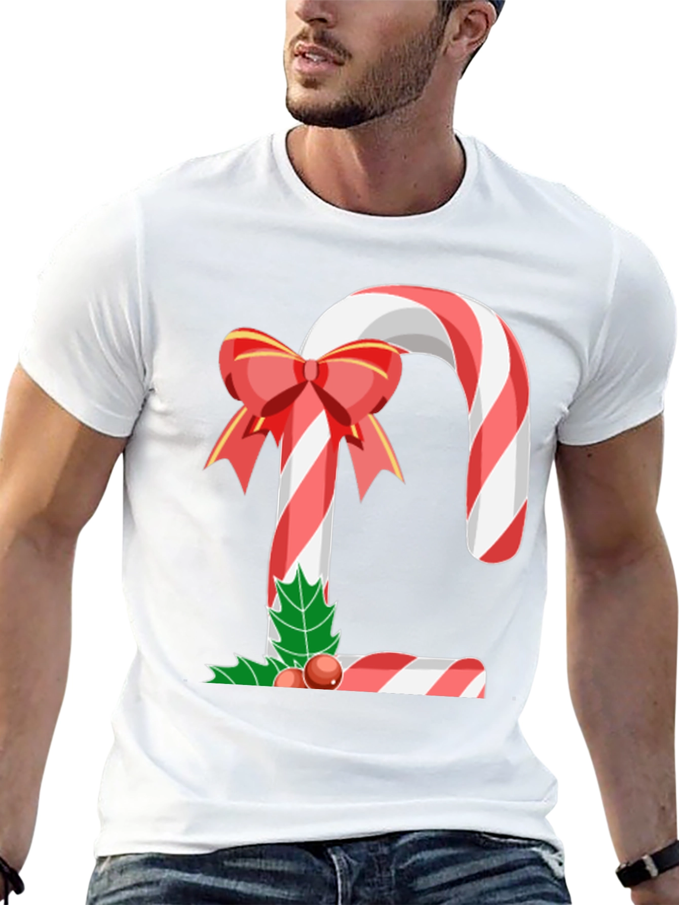 Festive Candy Cane Letter Graphic Tee