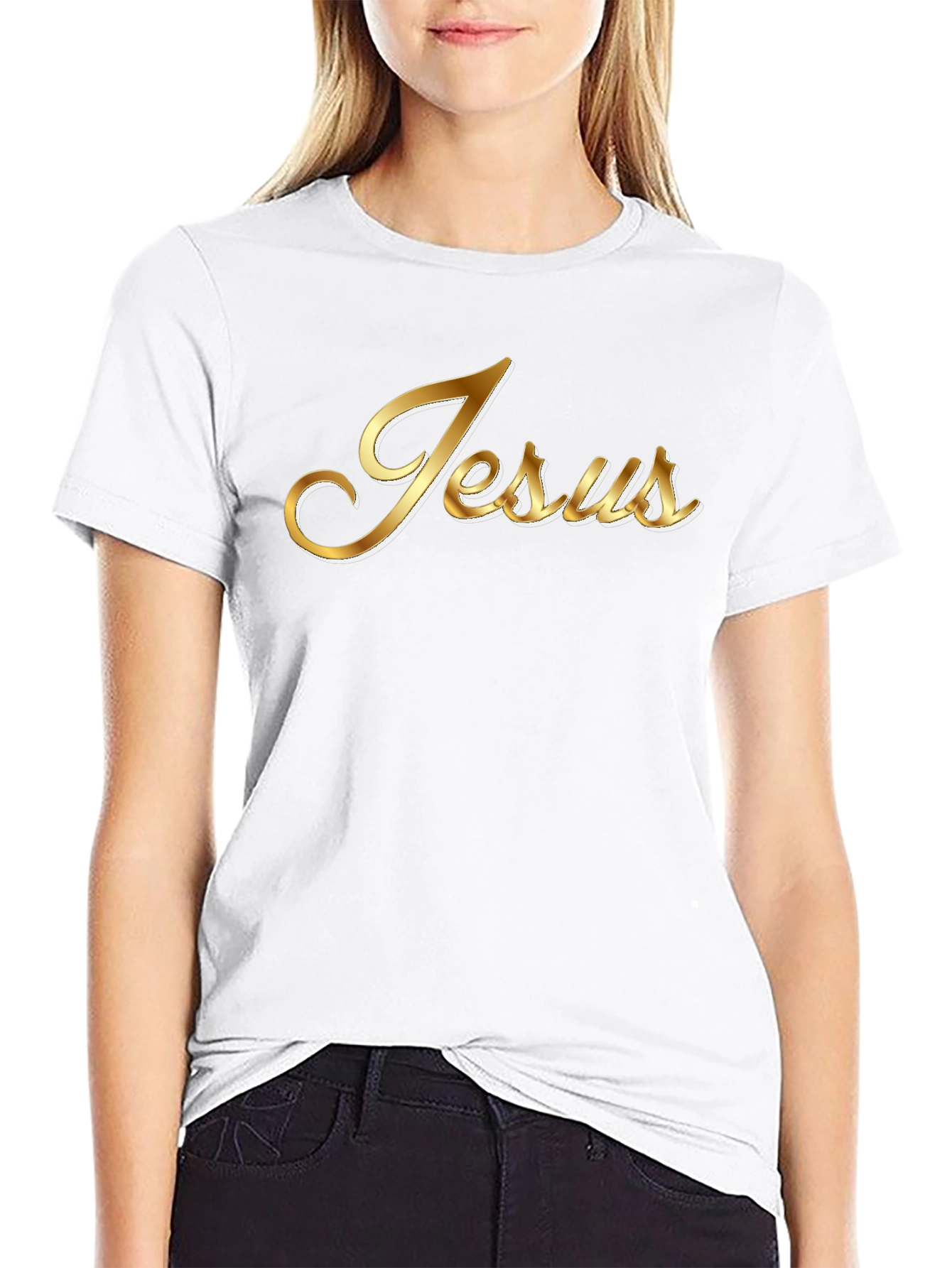 Jesus Gold Script Black T-Shirt
