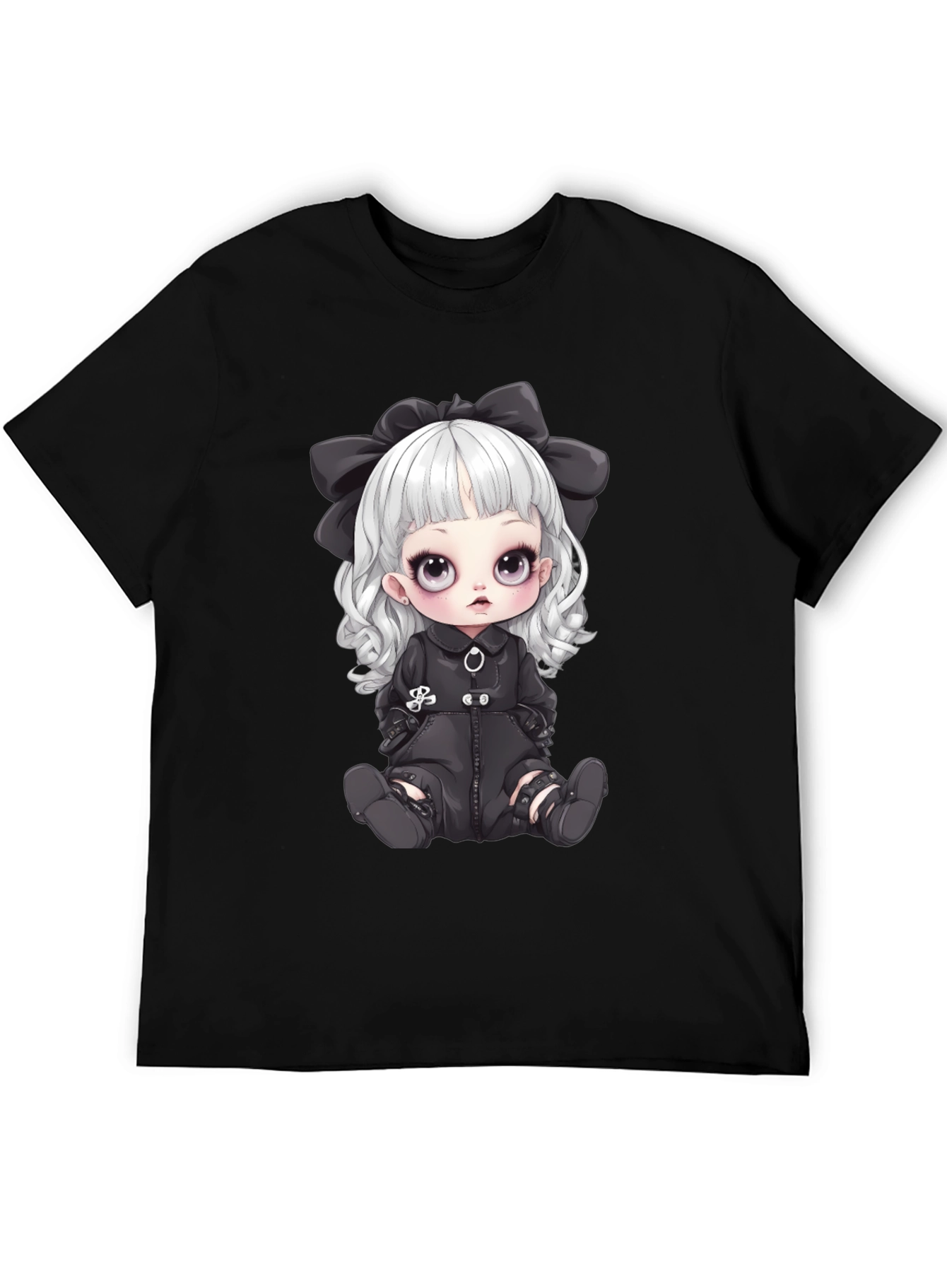 Gothic Doll Graphic Tee - Unisex Black T-Shirt