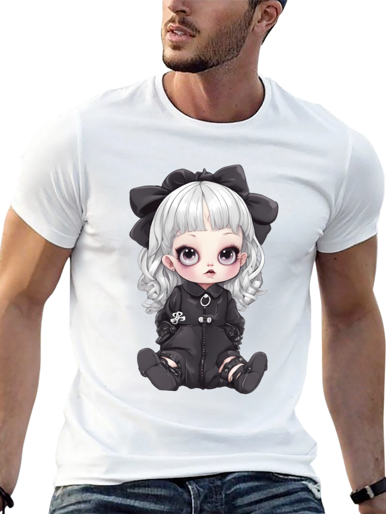 Gothic Doll Graphic Tee - Unisex Black T-Shirt