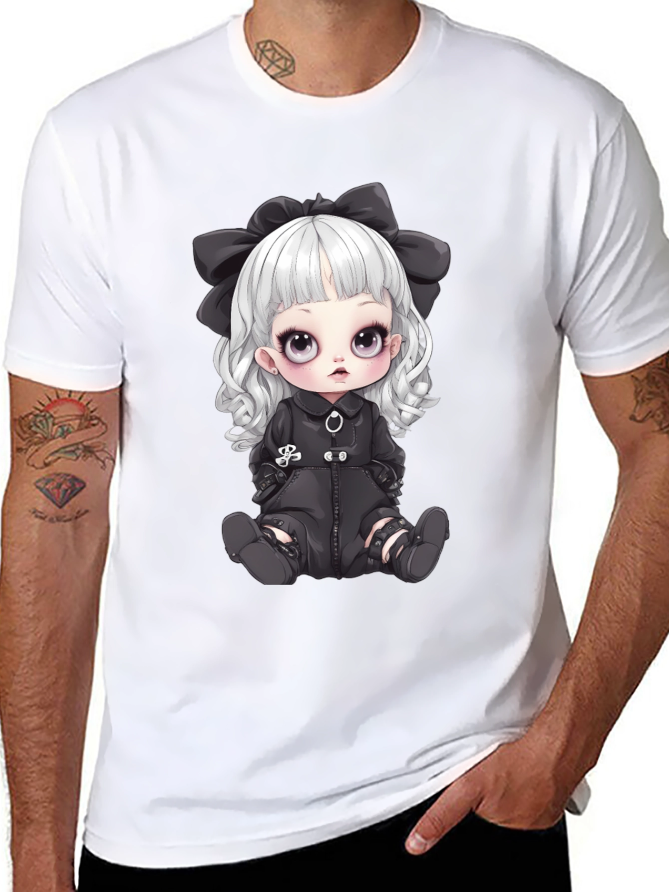 Gothic Doll Graphic Tee - Unisex Black T-Shirt