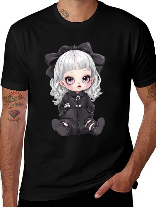 Gothic Doll Graphic Tee - Unisex Black T-Shirt