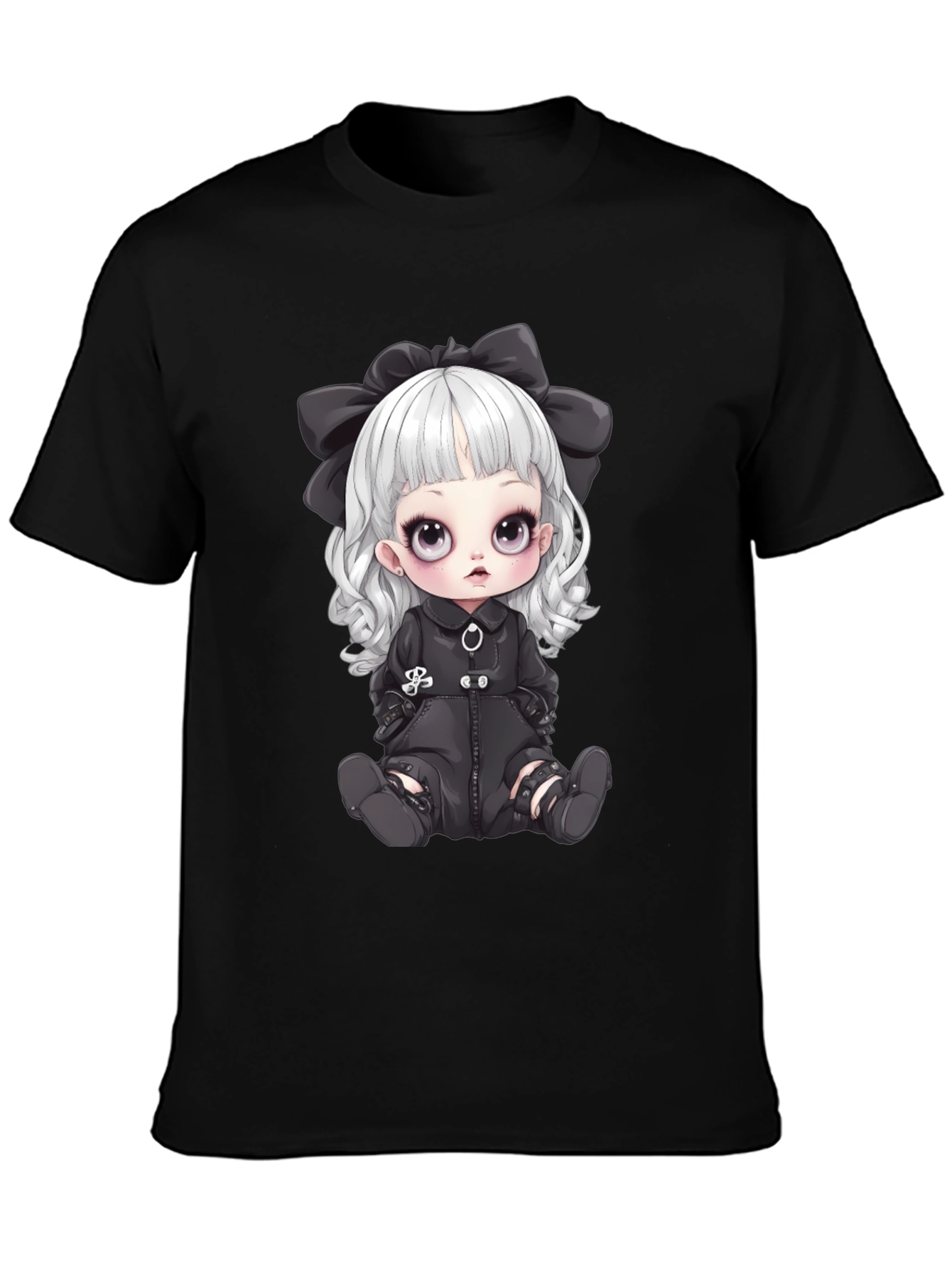 Gothic Doll Graphic Tee - Unisex Black T-Shirt