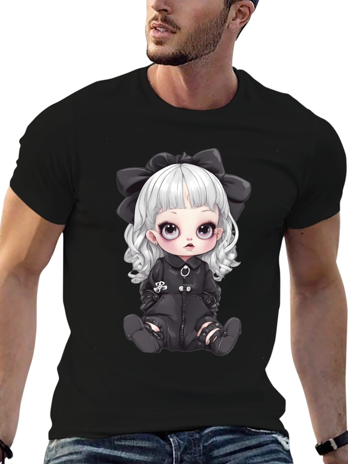 Gothic Doll Graphic Tee - Unisex Black T-Shirt