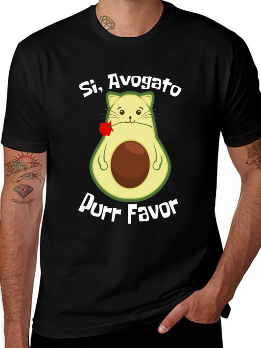 Si Avogato Purr Favor T-Shirt - Avocado Cat Humor Tee