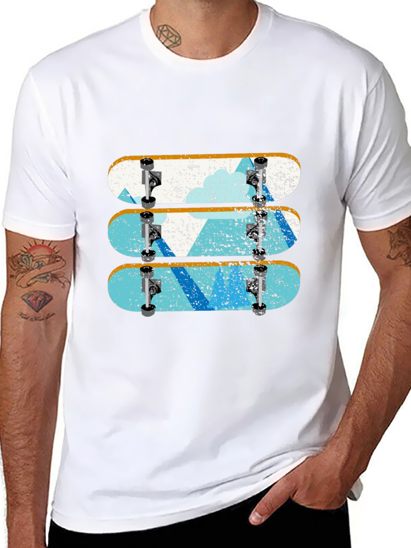 Skateboard Stack Graphic Tee - Urban Style