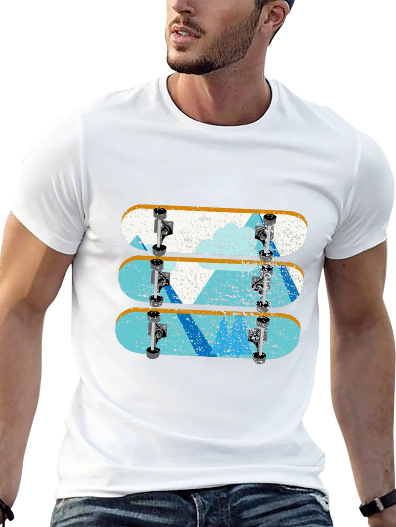 Skateboard Stack Graphic Tee - Urban Style