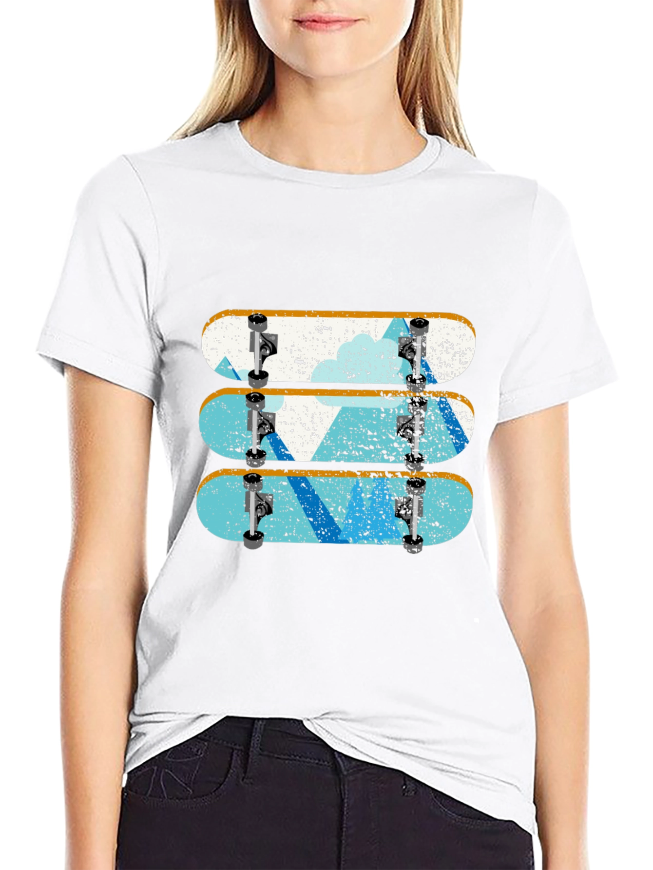 Skateboard Stack Graphic Tee - Urban Style