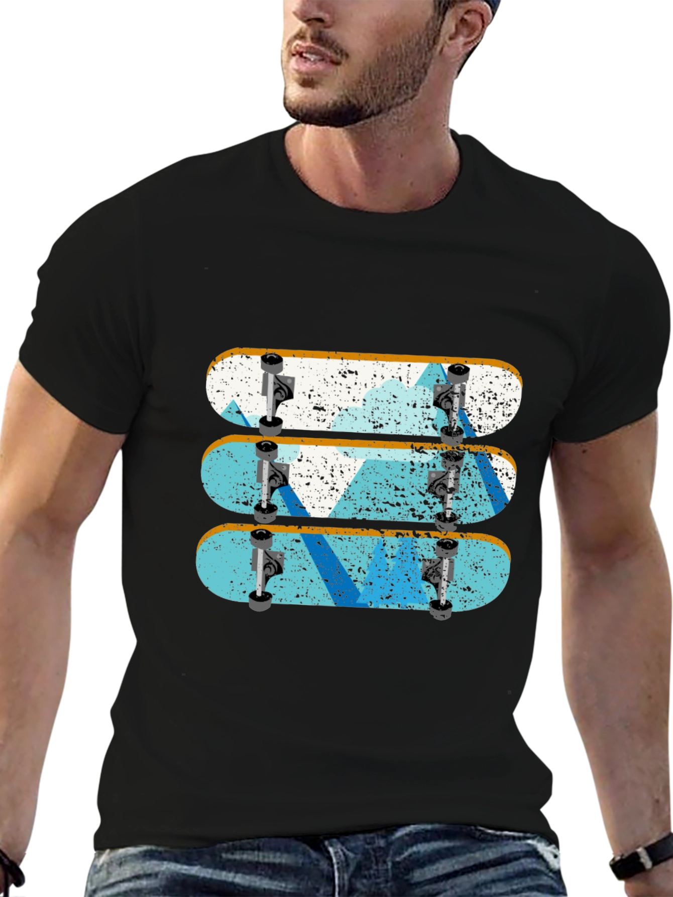 Skateboard Stack Graphic Tee - Urban Style