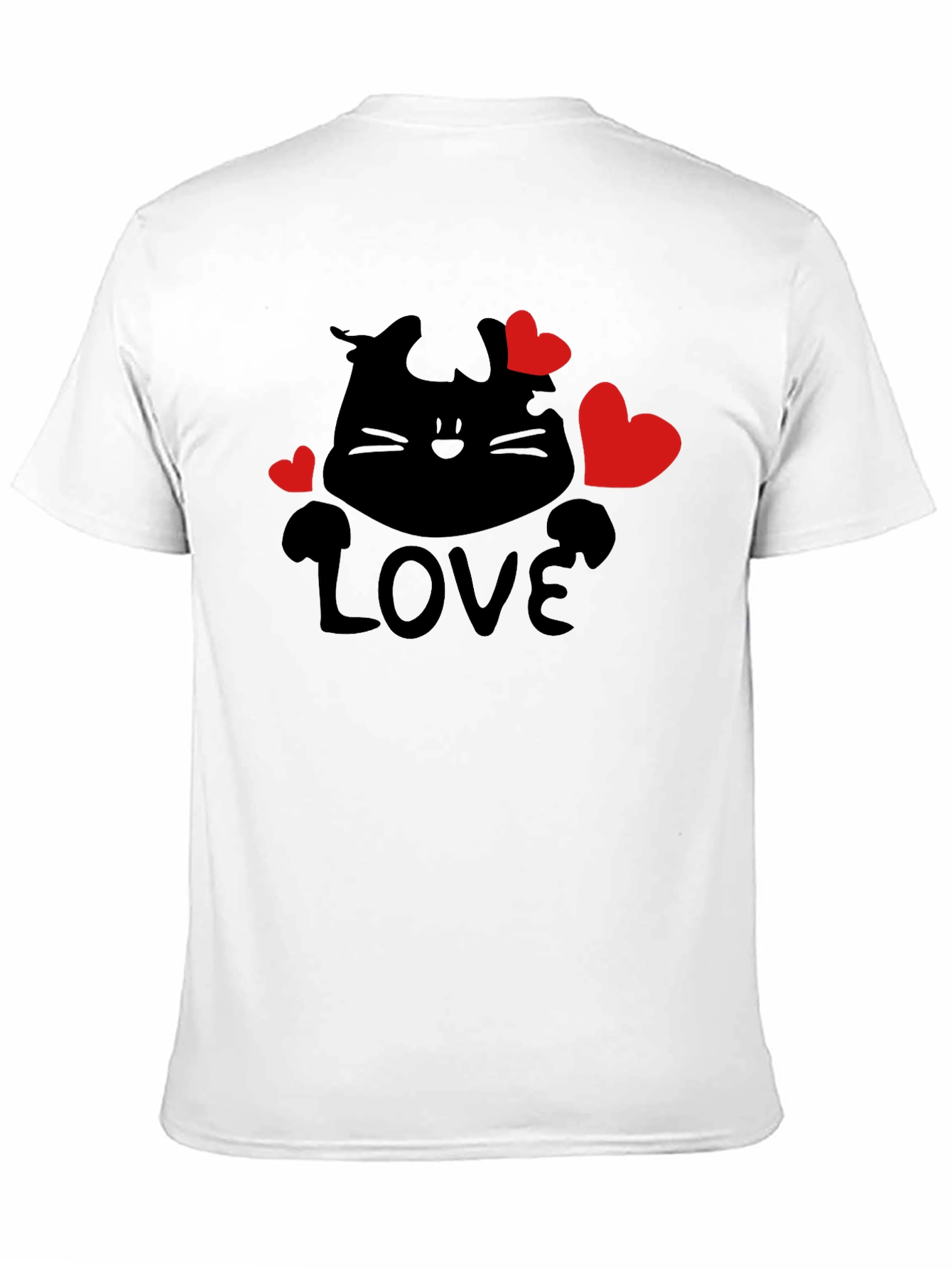 Love Cat Graphic Tee - Black Casual T-Shirt