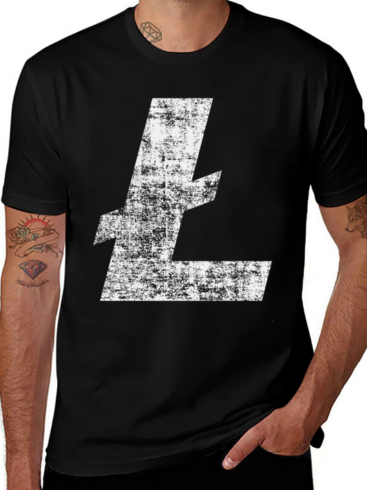 Litecoin Logo Distressed Black T-Shirt Crypto Tee