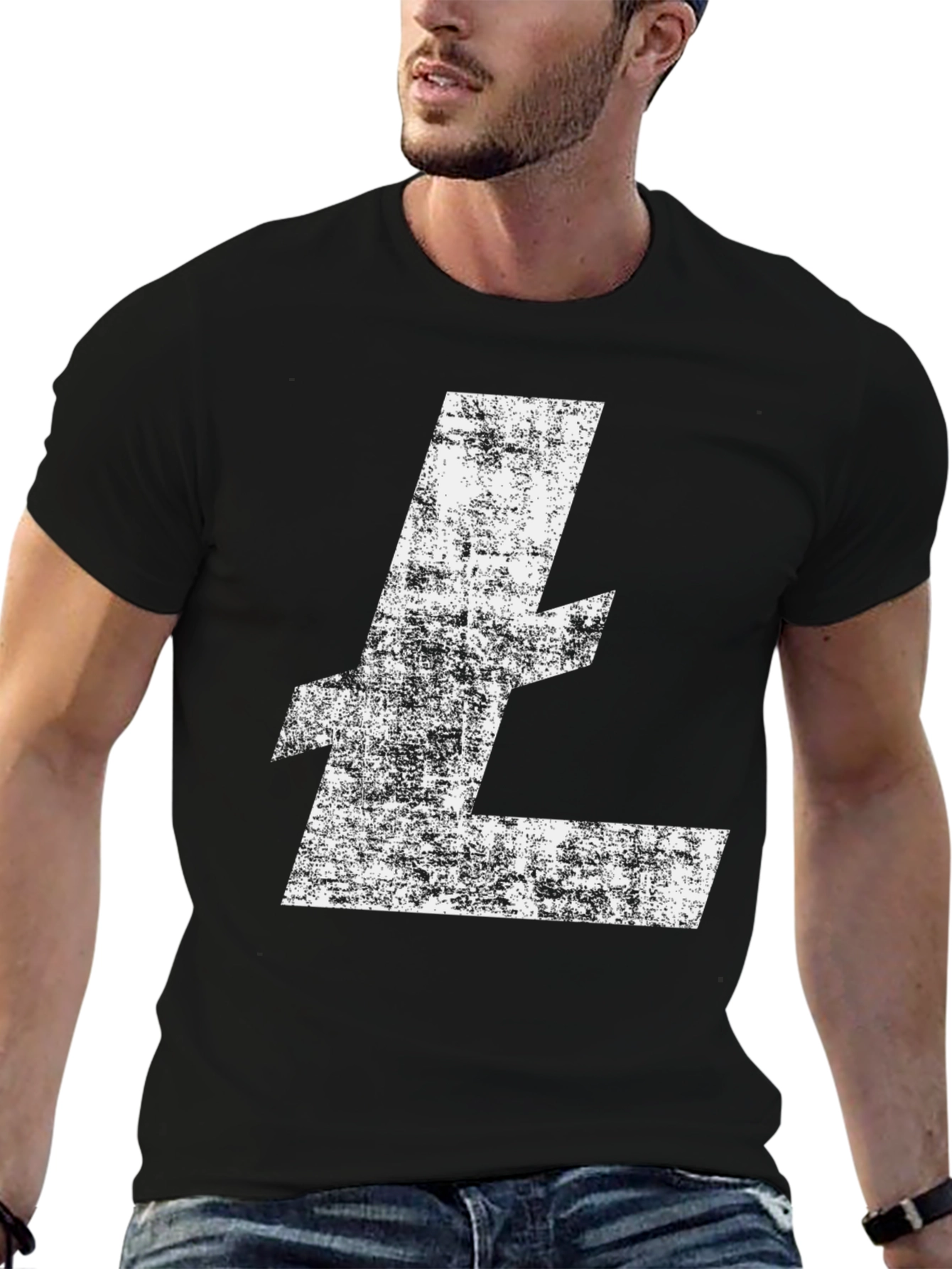 Litecoin Logo Distressed Black T-Shirt Crypto Tee