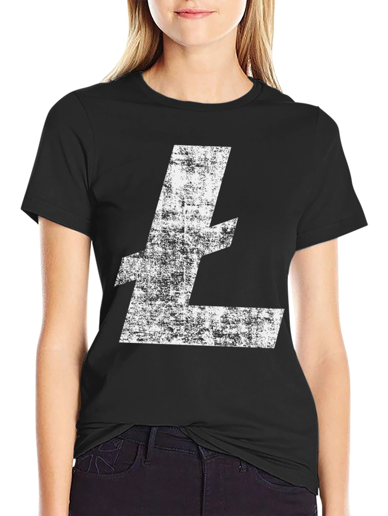 Litecoin Logo Distressed Black T-Shirt Crypto Tee