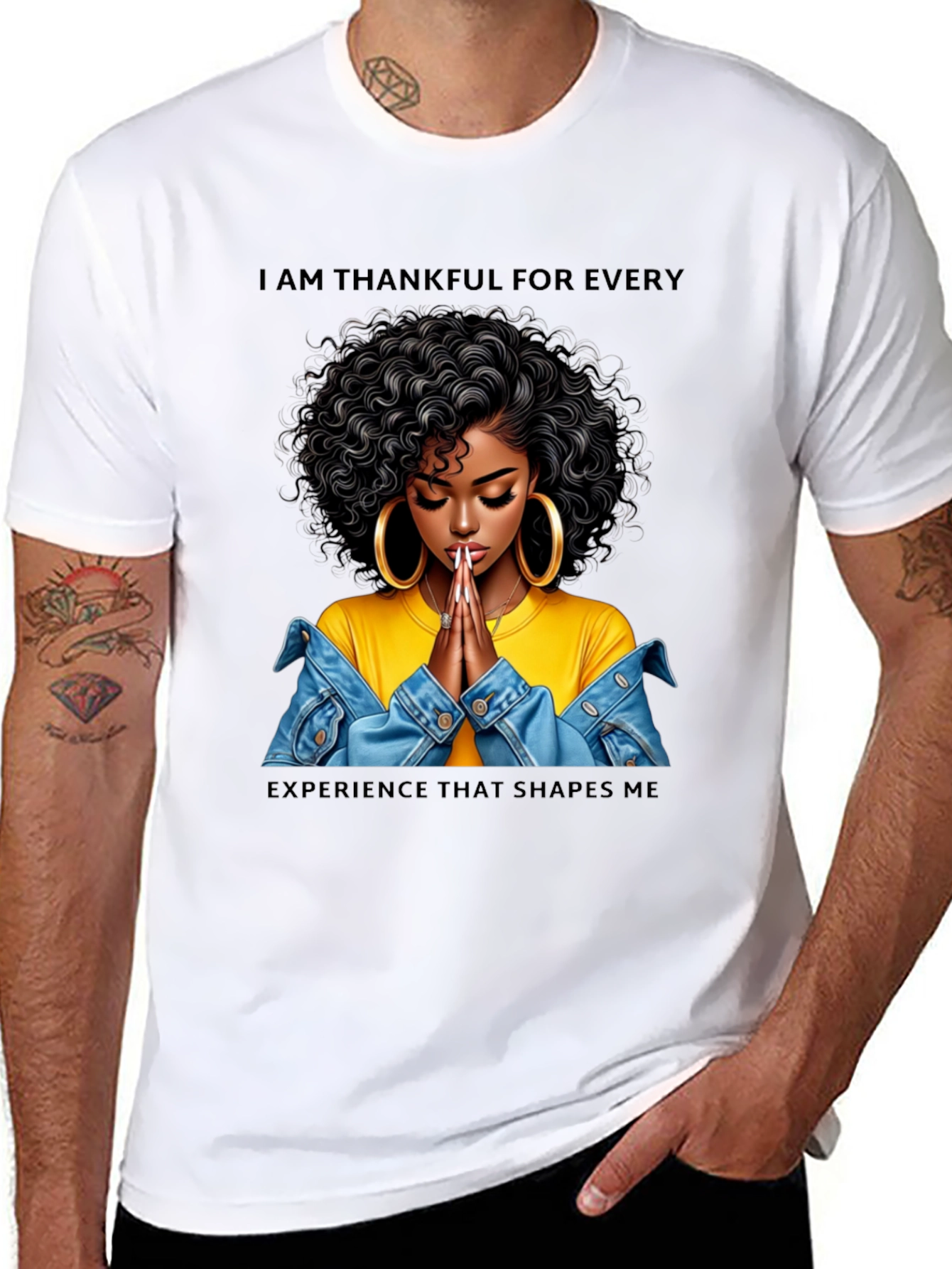 Thankful Woman Graphic T-Shirt - Black
