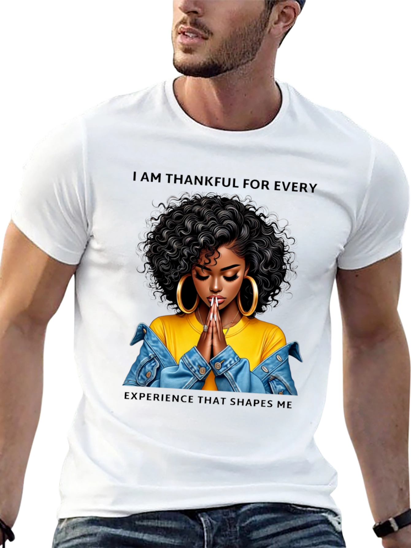 Thankful Woman Graphic T-Shirt - Black