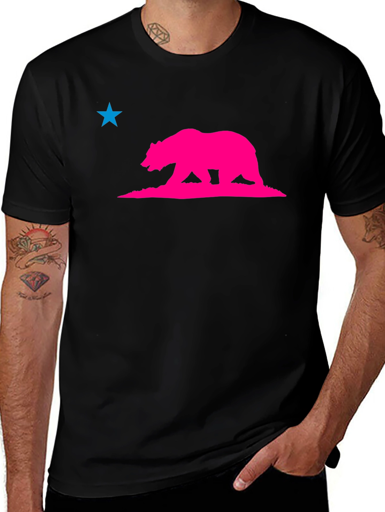 California Bear Star Graphic Tee - Modern Style